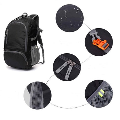 Teal Simba folding ultralight backpack with adjustable straps, designed for sports and outdoor activities, suitable for carrying laptops.