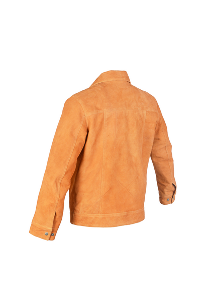 Light brown sheepskin suede leather men&
