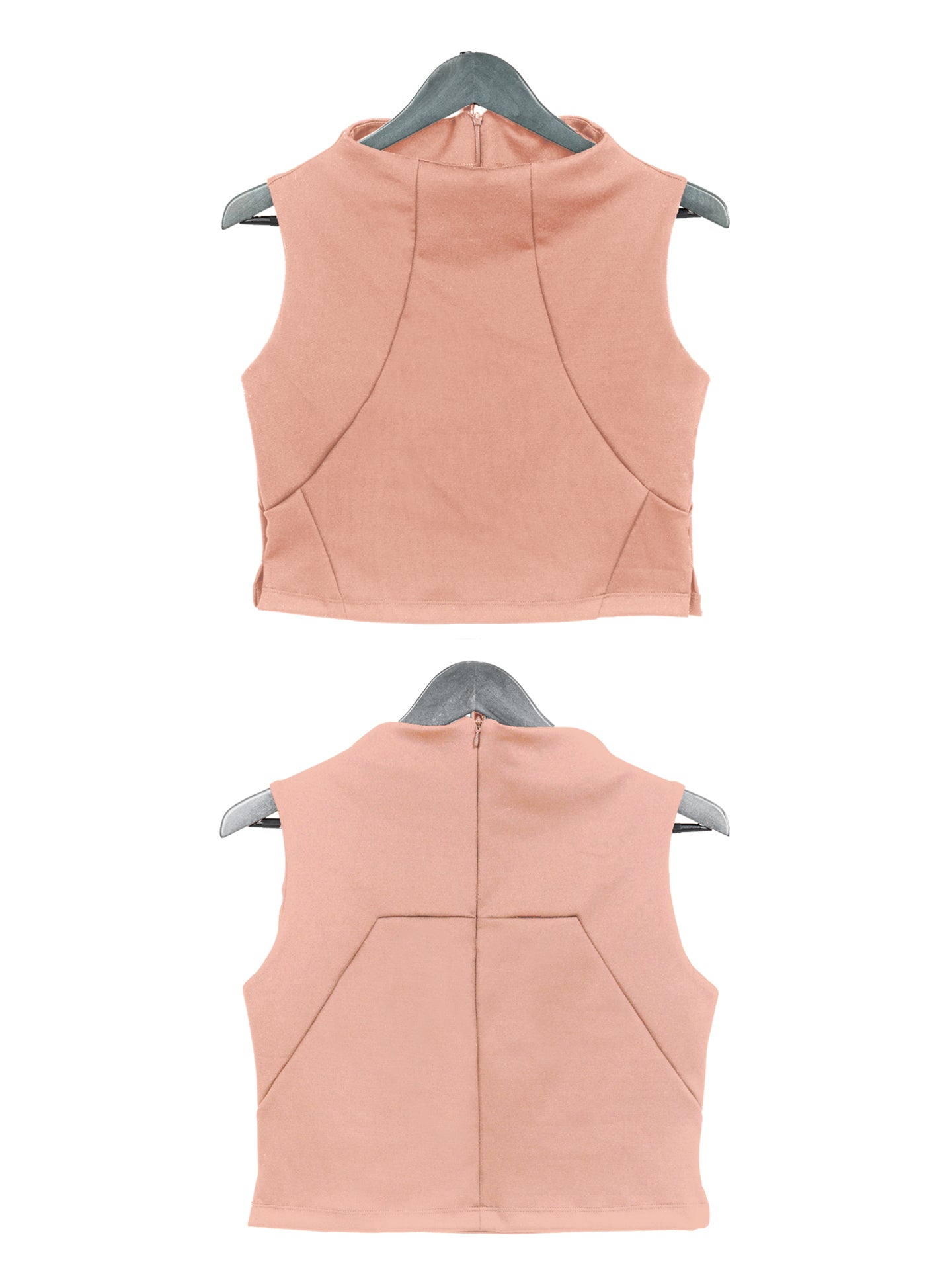 Salmon Bella Victoria Crop Top featuring a fitted design and short sleeves, perfect for casual and stylish outfits.