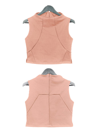 Salmon Bella Victoria Crop Top featuring a fitted design and short sleeves, perfect for casual and stylish outfits.