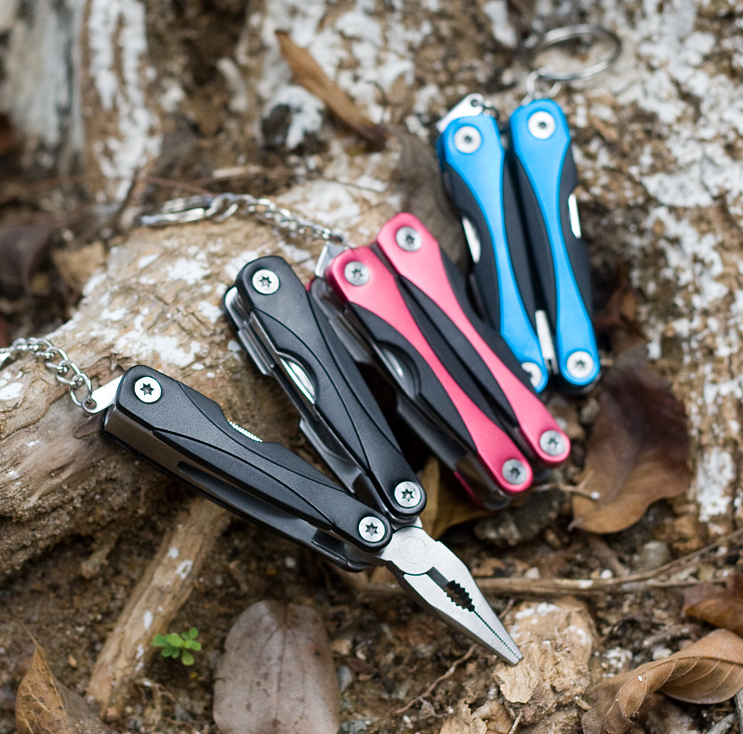 Fuchsia Molly outdoor camping multifunction tools with various implements and a compact design for outdoor adventures.