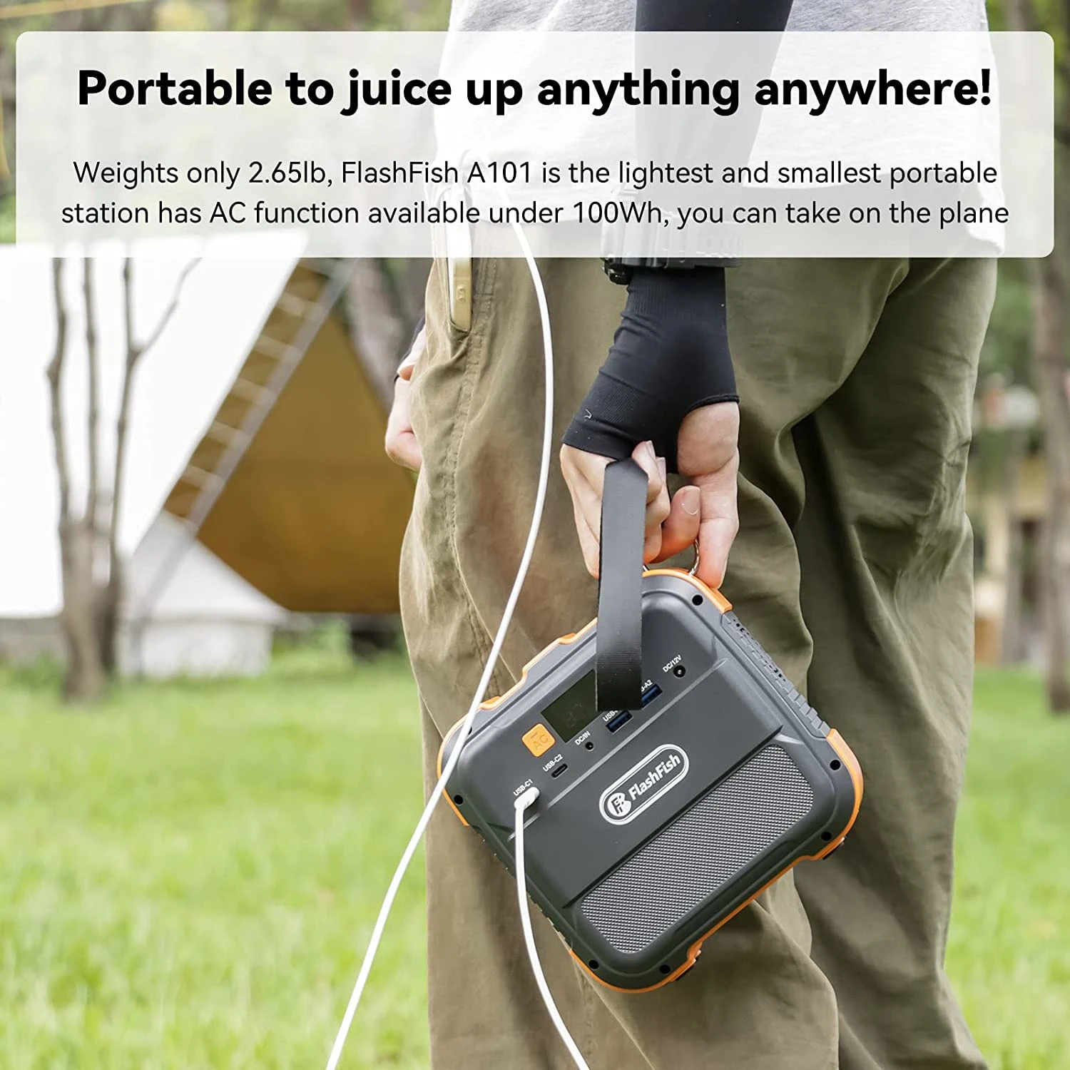 Lilac Milo 98Wh portable power station emergency power supply with multiple USB and AC outlets, compact tech accessory for charging devices