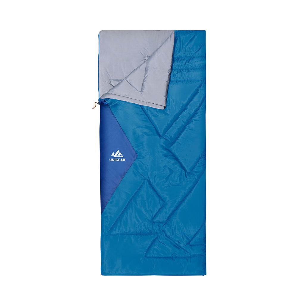 Indigo Eurybia Camfy 50 camping sleeping bag with insulated shell, suitable for outdoor sleep comfort in various weather conditions.
