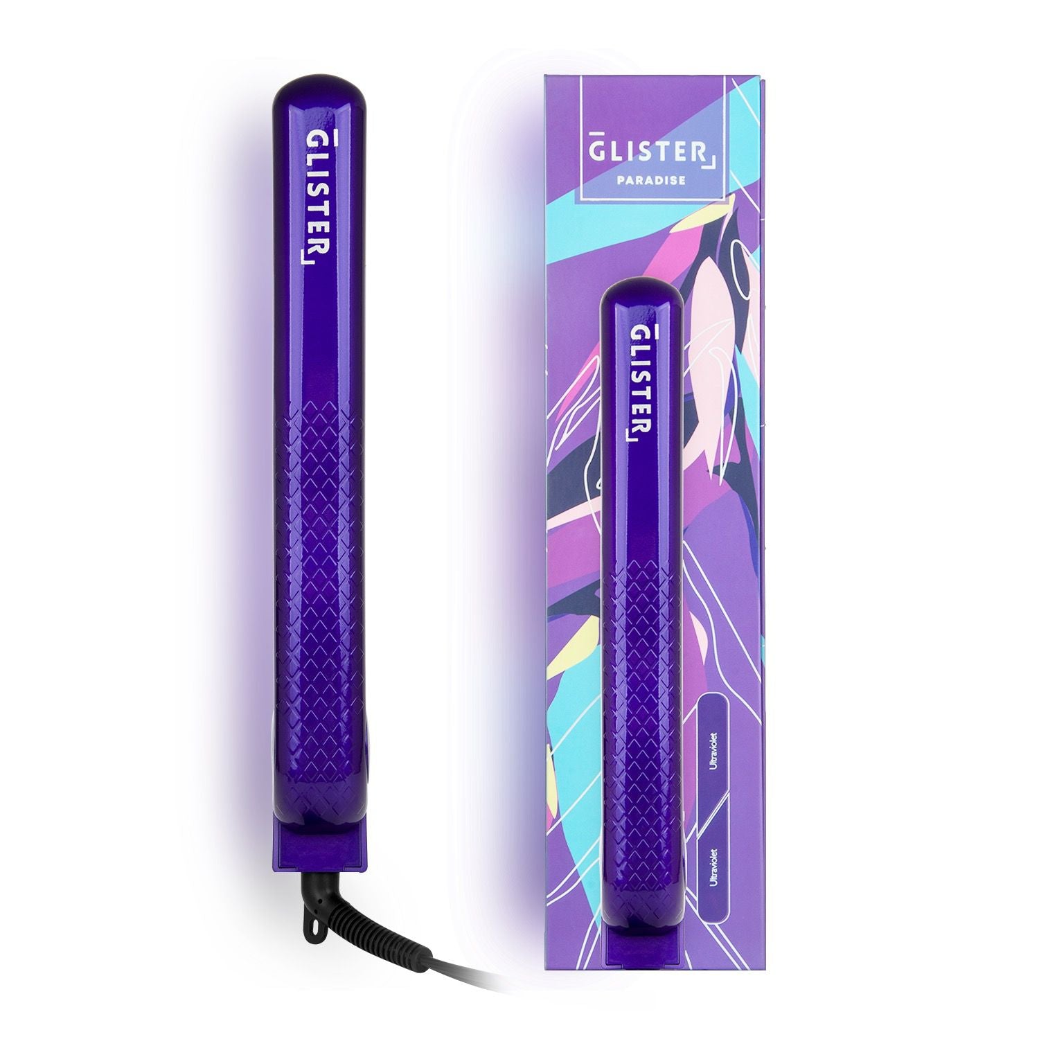Sky Blue Thrace Paradise Flat Iron with Tourmaline Gemstone Infusion, ultraviolet hair straightener, showing sleek design and control buttons.