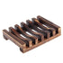 Wooden soap dish from Black Oliver for bodycare, featuring a smooth, natural wood finish with drainage slots.