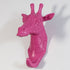 Fuchsia Molly resin giraffe head hook for home and garden decor, featuring detailed giraffe design and functional wall hook.