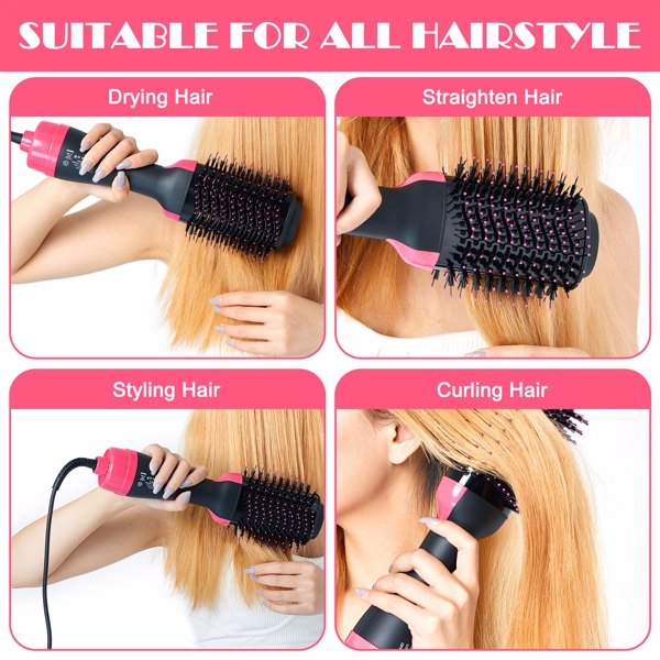 Lilac Milo hot air brush styler and volumizer with a sleek handle, showing its round brush head and vents for hair drying and styling.