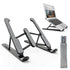 Foldable Teal Simba laptop stand, portable and adjustable desk holder, ideal for home and garden workspace setup.