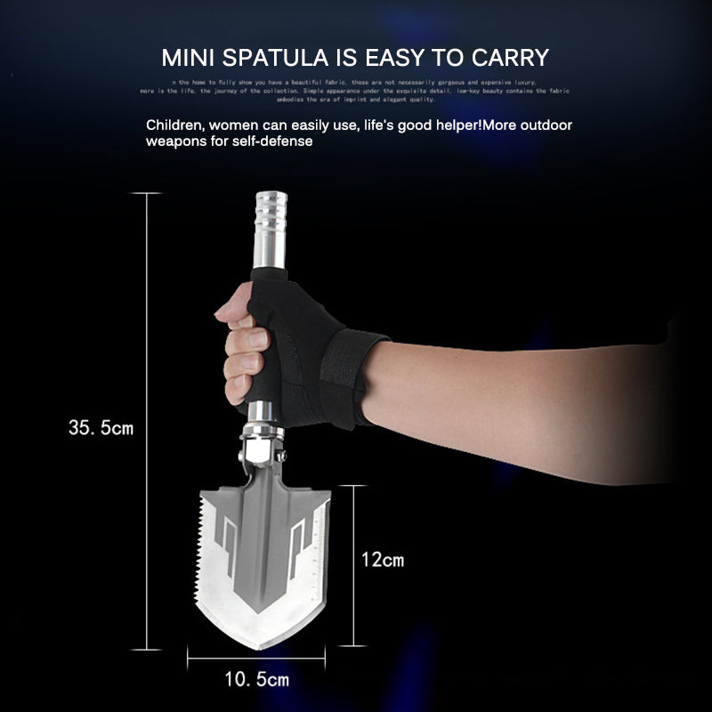 Teal Simba mini camping shovel, outdoor survival pocket tool with compact design, ideal for camping and outdoor adventures.