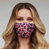 Pink cheetah face mask for women by Cyan Poppy, featuring a stylish animal print design and comfortable fit.