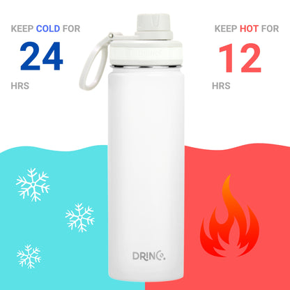 Orchid Lavender DRINCO® 22oz Arctic White stainless steel sport water bottle with a sleek, insulated design for active hydration.