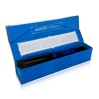 Sky Blue Thrace Almost Famous 32mm Glam Series curling wand with gem-infused barrel, showcasing a sleek, professional hair curling tool.