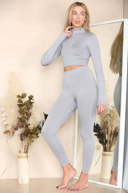 Carmine Juneberry ZipForm Gym Lounge Set Haute Edition 25 leggings in black with white stripe details, comfortable athletic wear.