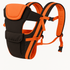 Gray Themis 4-in-1 adjustable baby sitting carrier bag in black and orange, featuring ergonomic straps and multiple carrying options.