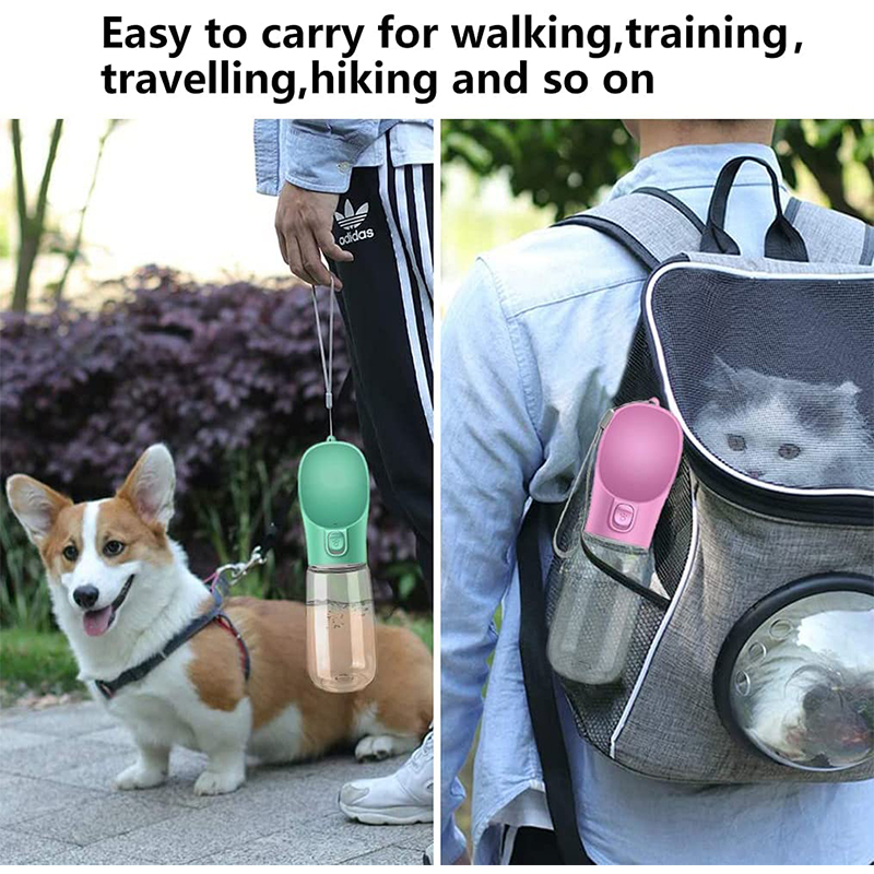 Outdoor pet water and food dispenser for cats and dogs by Lilac Milo, portable travel bowls for pets.