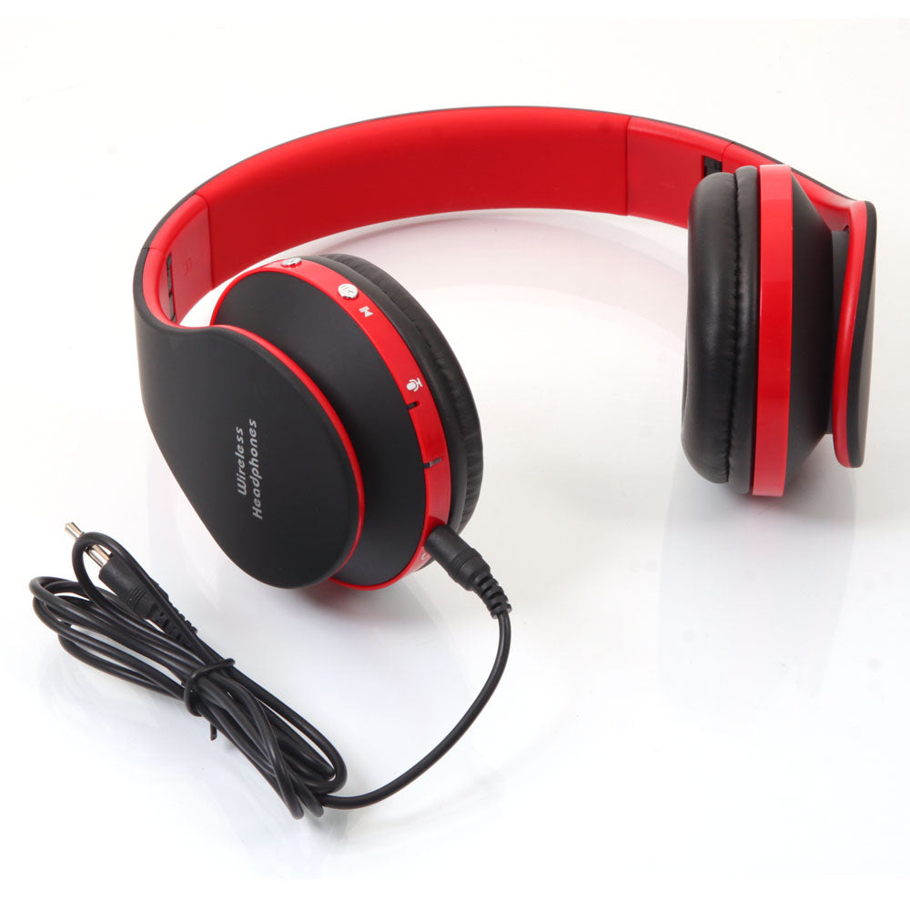 Wireless stereo sports Bluetooth headphones with mic by Lilac Milo, featuring in-ear design and adjustable headband for active use.