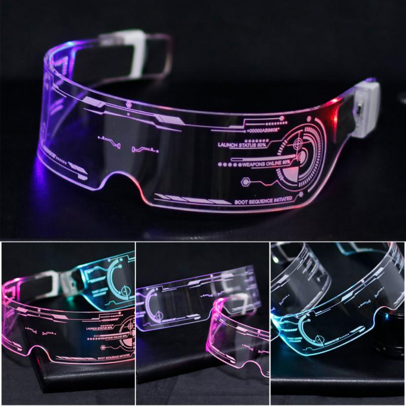 Lilac Milo cyberpunk LED goggles with 7 color luminous glass design, showcasing vibrant, futuristic tech accessories.