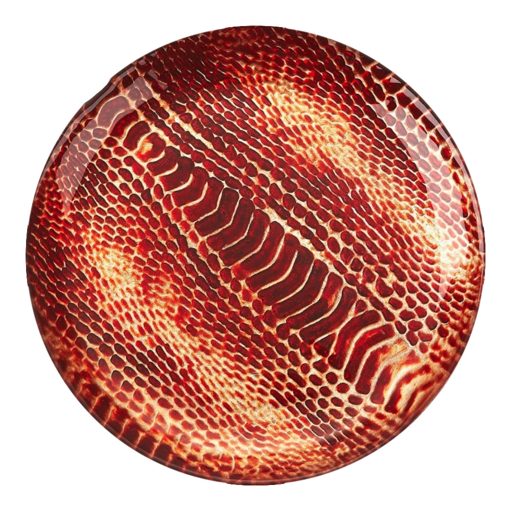 Set of 4 White Zeus snakeskin 6-inch canapé plates with a stylish, textured snakeskin pattern for elegant serving in home and garden decor.