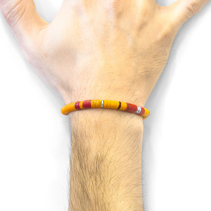 Orange Malawi Silver and Vinyl Disc Bracelet by Magenta Sooty, featuring silver and vinyl disc design on a stylish bracelet.