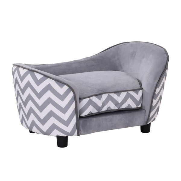 Taupe Shadow PawHut pet soft warm sofa-style elevated dog bed with raised sides, ideal for puppies and small dogs.
