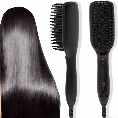 Teal Simba hair straightener brush and hot comb electric hair styler with heated bristles for smooth, straight hair styling.