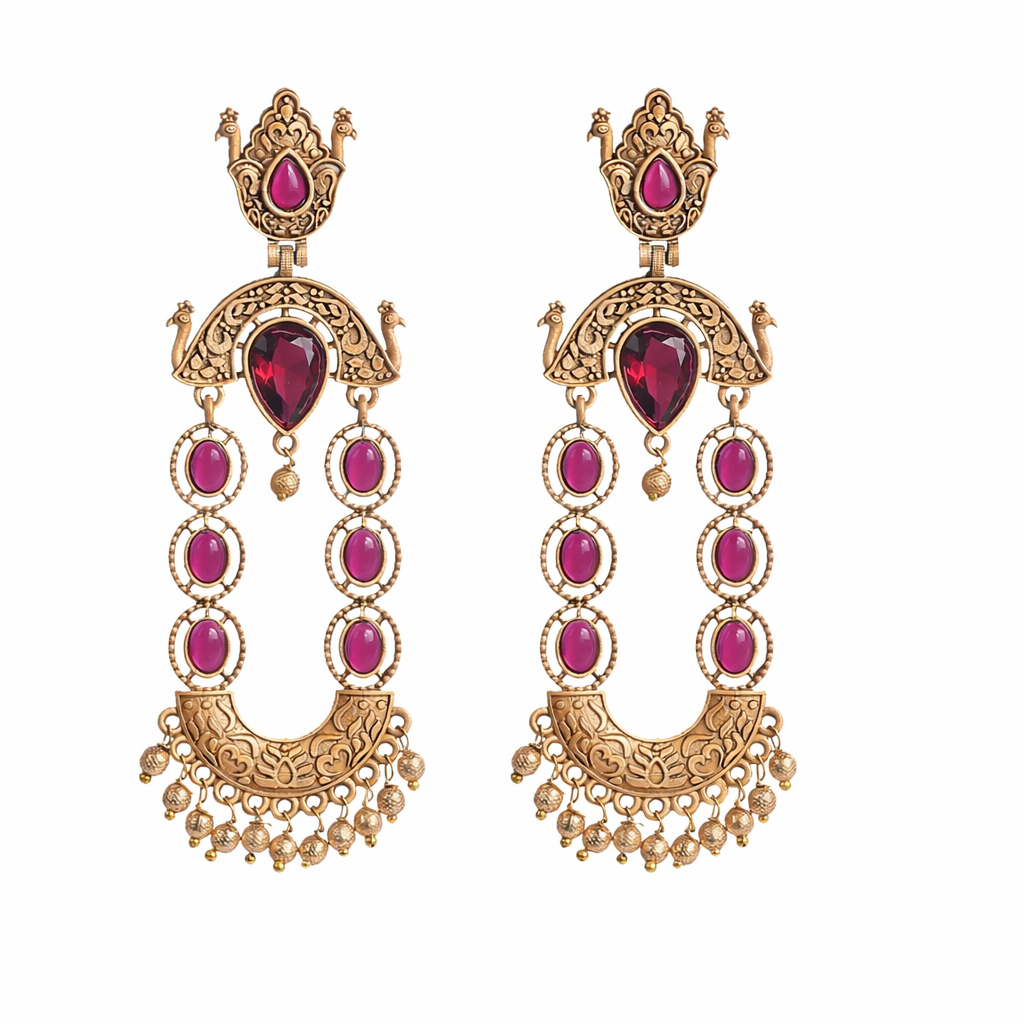 Gray Chloe designer earrings for wedding and party, showcasing elegant dangle earrings with intricate detailing and a sophisticated design.