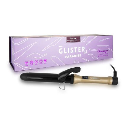 Sky Blue Thrace Paradise 32mm Max Volume Clip Curler in Champagne, showcasing the hair curling tool with a sleek design.