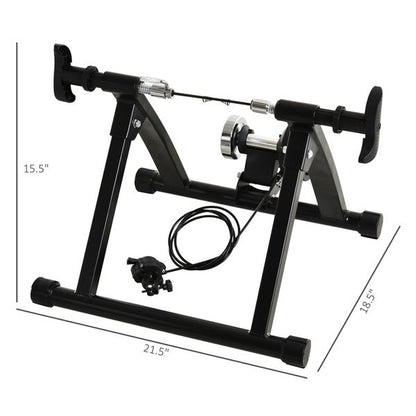 Indoor magnetic bike trainer stand by Taupe Shadow with 5 resistance levels for cycling workouts and fitness training.