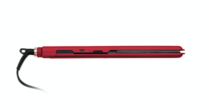Sky Blue Thrace Almost Famous 1" MaxLength flat iron with rose gold titanium plates, showing the sleek black hair styling tool