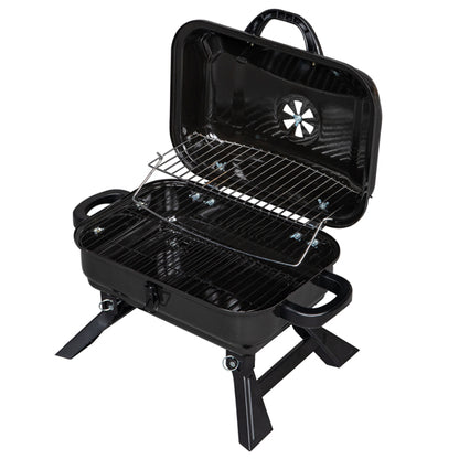 Teal Simba portable charcoal grill and smoker with lid, folding tabletop design for outdoor BBQ and grilling in home &amp; garden.
