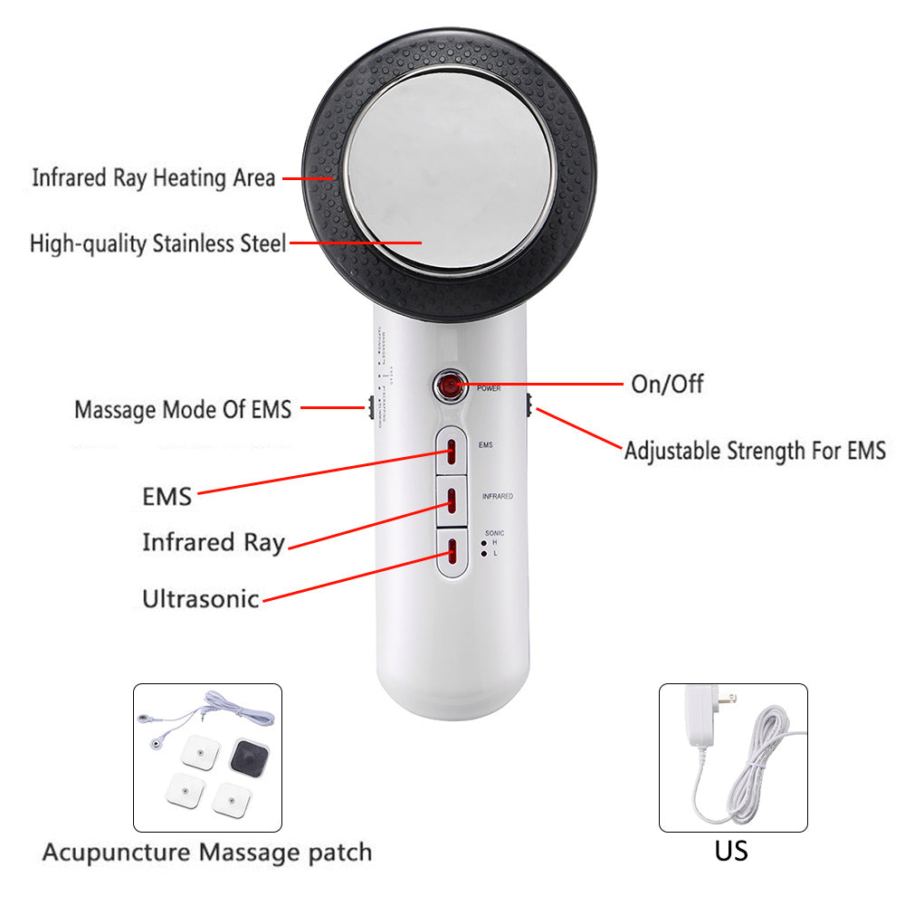 Teal Simba ultrasound body slimming massager for face and body, in a sleek design, used for skin lifting and contouring.
