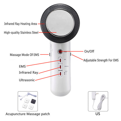 Teal Simba ultrasound body slimming massager for face and body, in a sleek design, used for skin lifting and contouring.