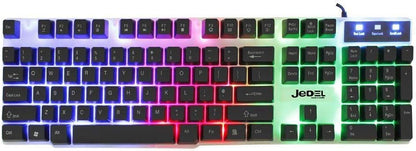 Scarlet Ares Jedel GK100 white gaming keyboard and mouse bundle, sleek tech accessories for gaming setup.