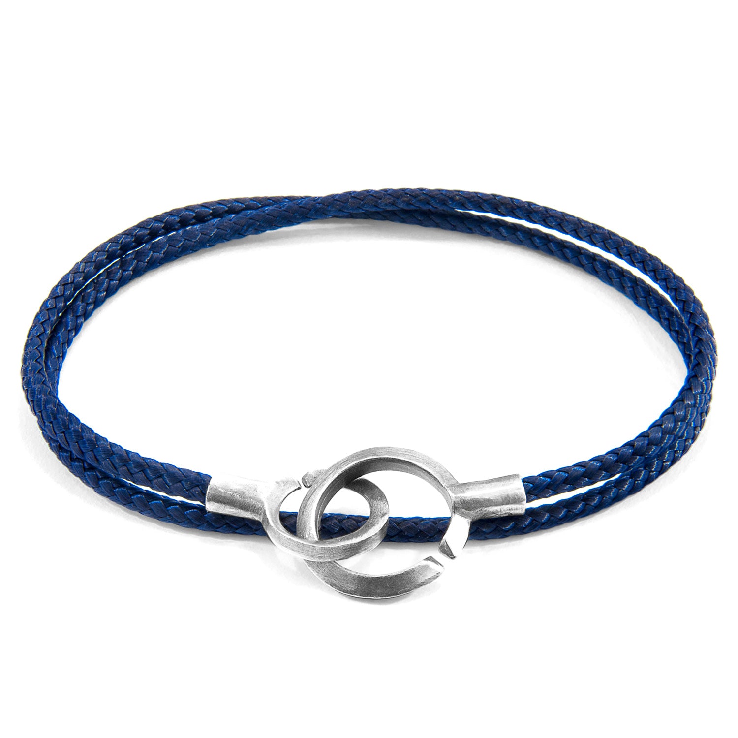 Navy blue Montrose silver and rope bracelet by Magenta Sooty featuring intricate silver accents and navy rope detailing.