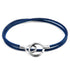 Navy blue Montrose silver and rope bracelet by Magenta Sooty featuring intricate silver accents and navy rope detailing.