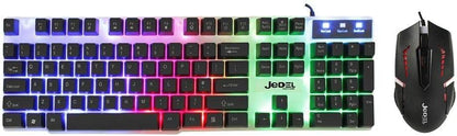 Scarlet Ares Jedel GK100 white gaming keyboard and mouse bundle, featuring sleek tech accessories for gaming setups