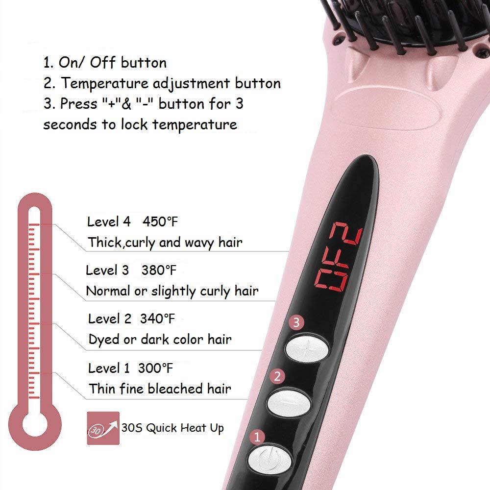 Lilac Milo Miropure 2-in-1 Ionic Hair Straightener Brush with sleek design and ceramic plates for smooth, shiny hair.