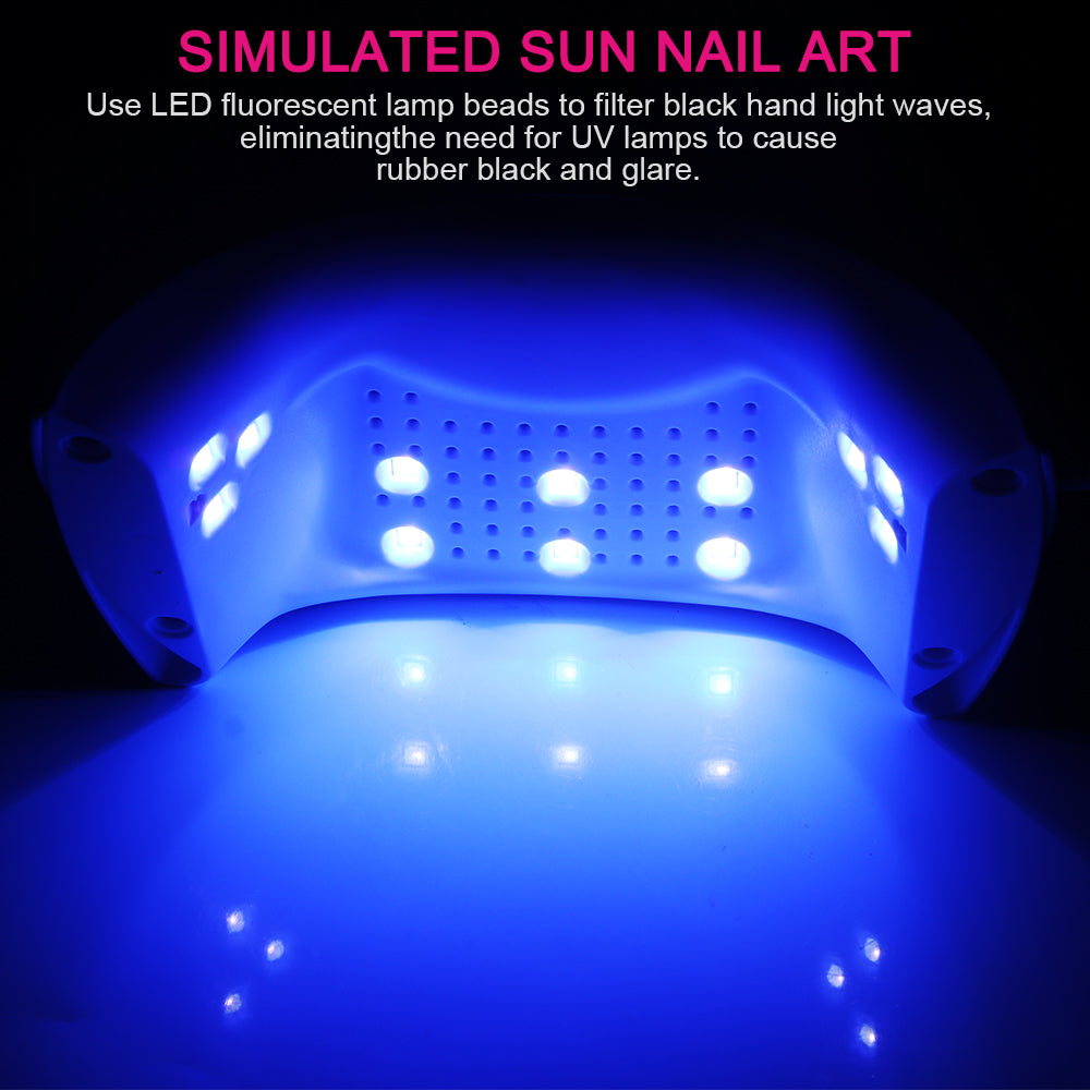 Automatic sensing 36W LED nail polish dryer lamp by Teal Simba, showing the sleek white device with a built-in sensor and open design.