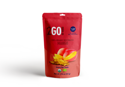Assorted organic dried fruits from Maroon Hades 2GO!® Variety Pack, including apricots, mangoes, and cranberries in a colorful display.