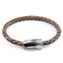 Taupe grey Hayling Silver and braided leather bracelet by Magenta Sooty, featuring silver accents and braided leather design.
