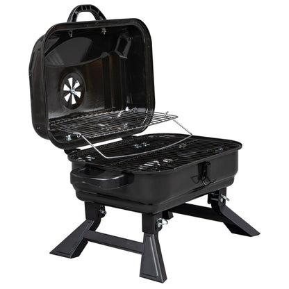 Teal Simba portable charcoal grill and smoker with lid, folding tabletop design for outdoor BBQ and grilling in home and garden.