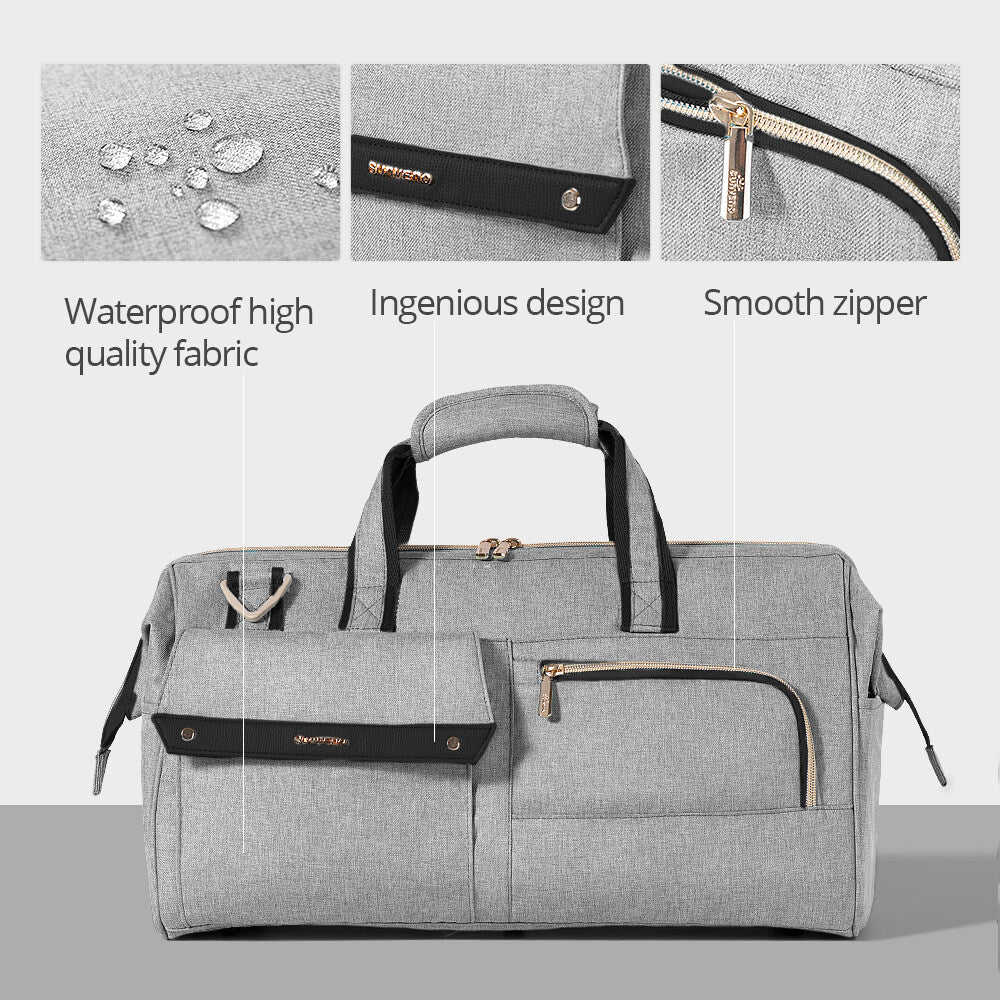 Maroon Chronos 3-in-1 Weekender Travel Luggage with carry handle and multiple compartments for travel accessories.
