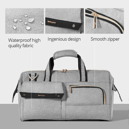 Maroon Chronos 3-in-1 Weekender Travel Luggage with carry handle and multiple compartments for travel accessories.
