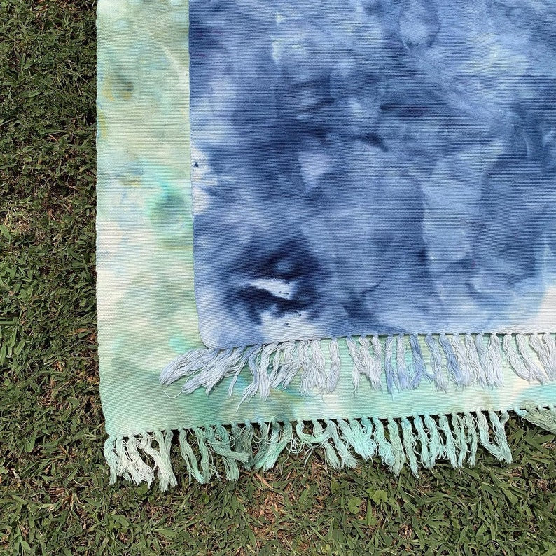 Handwoven and hand-dyed 100% cotton area rug by Raspberry Leto, 3&