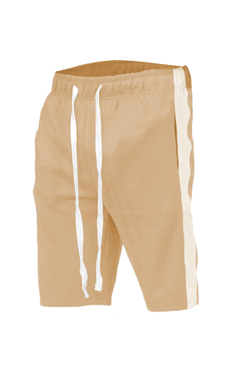 Lime Milo single stripe shorts in a stylish design, shown in a close-up image highlighting the fabric and stripe pattern.