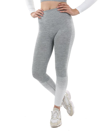 Lazurite Bocana Seamless Leggings in grey and white, women&