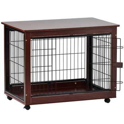 Teal Simba 39-inch furniture style pet dog crate cage end table with metal bars and wooden top for stylish pet housing.