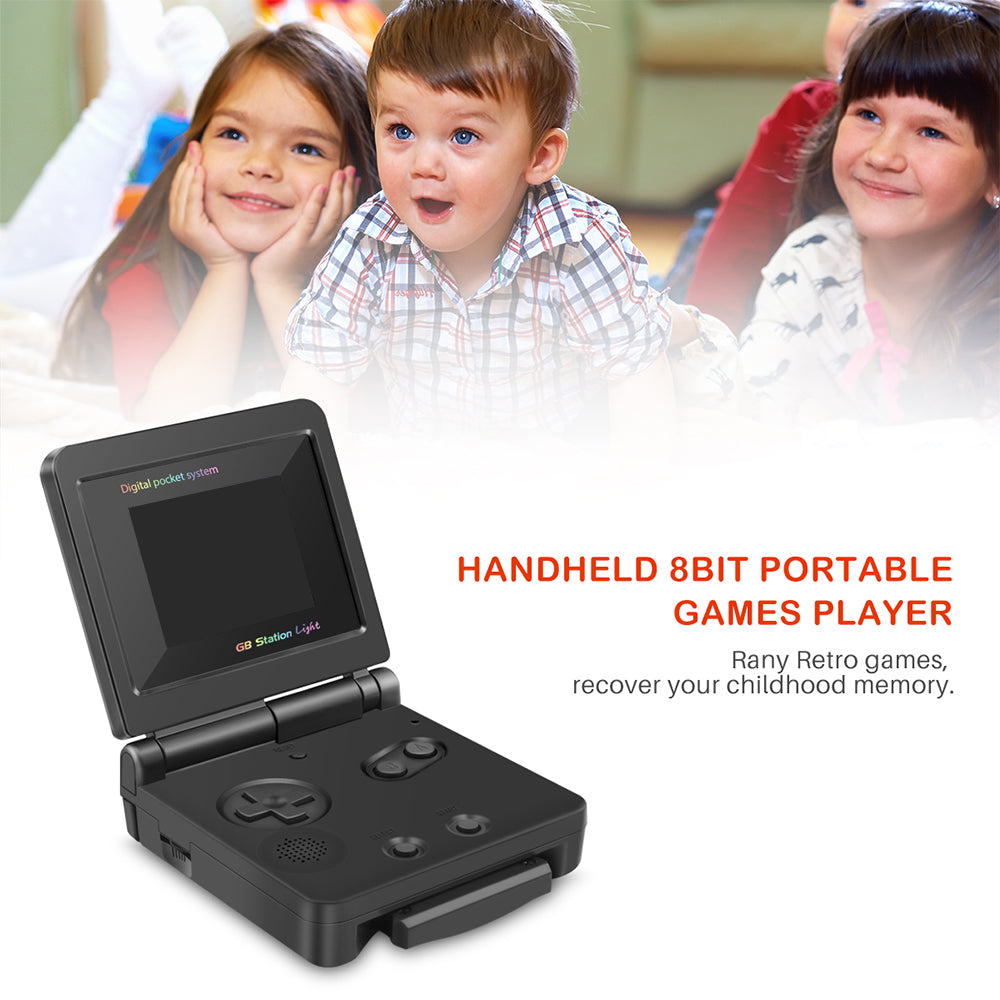 Teal Simba 8 Bits PVP portable video game console with colorful buttons and screen, designed for portable gaming and multimedia.