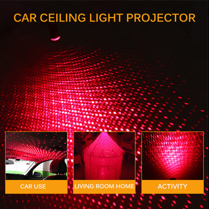 Mini LED Car Roof Star Night Lights Projector by Teal Simba showing a compact automotive light projecting starry patterns onto a car roof