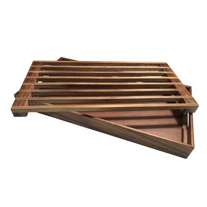 Azure Lily bread crumb catcher for kitchen, stainless steel tray designed to collect bread crumbs during baking or slicing.
